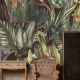 Removable Botanical Vintage Wallpaper, Leaves Wallpaper, Wild Cats
