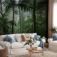 Tropical wallpaper, Forest wallpaper, green tropical leaves, Peel and Stick, temporary wallpaper