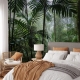 Tropical wallpaper, Forest wallpaper, green tropical leaves, Peel and Stick, temporary wallpaper