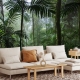 Tropical wallpaper, Forest wallpaper, green tropical leaves, Peel and Stick, temporary wallpaper
