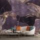 Purple Floral Wallpaper, Peel and stick floral, Floral Background, Removable wallpaper