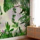 Large tropical rainforest wallpaper, Palm trees, peel and stick green tropical wallpaper, exotic rainforest wall mural