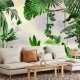 Large tropical rainforest wallpaper, Palm trees, peel and stick green tropical wallpaper, exotic rainforest wall mural