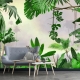 Large tropical rainforest wallpaper, Palm trees, peel and stick green tropical wallpaper, exotic rainforest wall mural