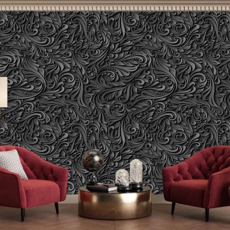 Dark Removable floral wallpaper, flower Wallpaper. Self-Adhesive Wallpaper Peel & Stick, Wall mural temporary wallpaper