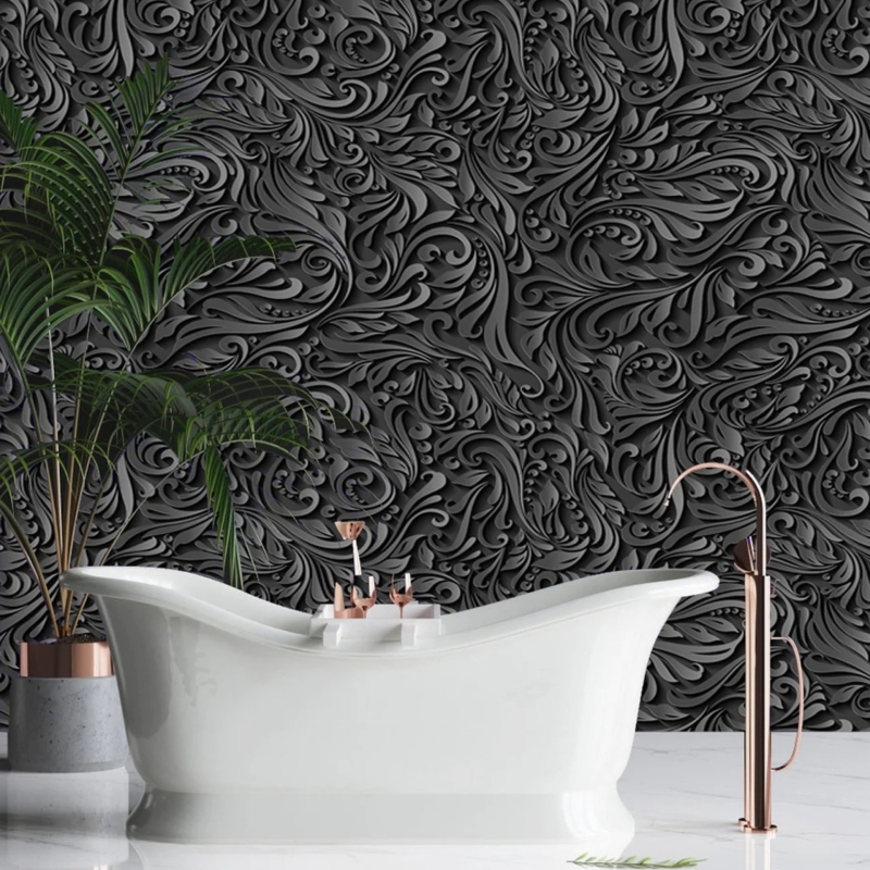 Dark Removable floral wallpaper, flower Wallpaper. Self-Adhesive Wallpaper Peel & Stick, Wall mural temporary wallpaper