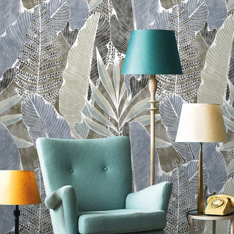 Tropical Leaves Peel and Stick Wallpaper | Leaf Wallpaper | Tropical Wallpaper | Leaf Home Decor | Beach House Decor