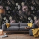 Dark peony mural wallpaper, floral, flowers Self Adhesive Wallpaper, Wall mural, Removable Wallpaper, temporary wallpaper Peel & Stick