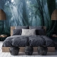 Misty forest peel and stick removable wallpaper, temporary wallpaper, renters wallpaper