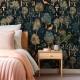 Enchanted Forest Wallpaper, Whimsical Fox and Mushroom Wall Mural, Dark Woodland Peel and Stick, Magical Tree Nursery Decor, Removable Wallpaper Mural