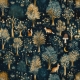 Enchanted Forest Wallpaper, Whimsical Fox and Mushroom Wall Mural, Dark Woodland Peel and Stick, Magical Tree Nursery Decor, Removable Wallpaper Mural